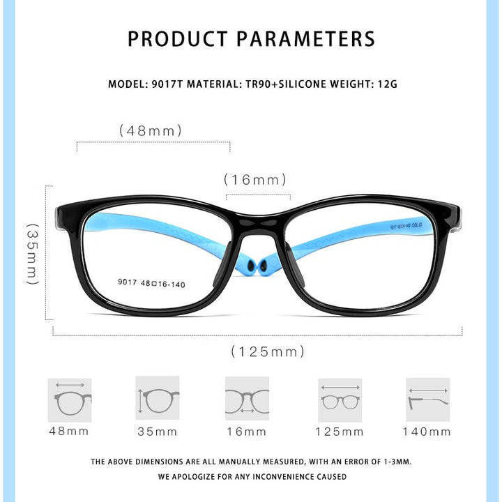Yimaruili Unisex Children's Full Rim Square Tr 90 Silicone Screwless Eyeglasses 901et Full Rim Yimaruili Eyeglasses
