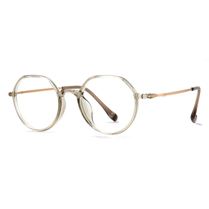 CCspace Unisex Full Rim Round Tr 90 Titanium Eyeglasses 57100 Full Rim CCspace RoseGold