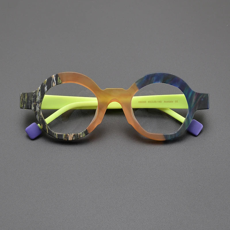 Nobler Unisex Full Rim Thick Round Acetate Eyeglasses 9355 Full Rim Nobler