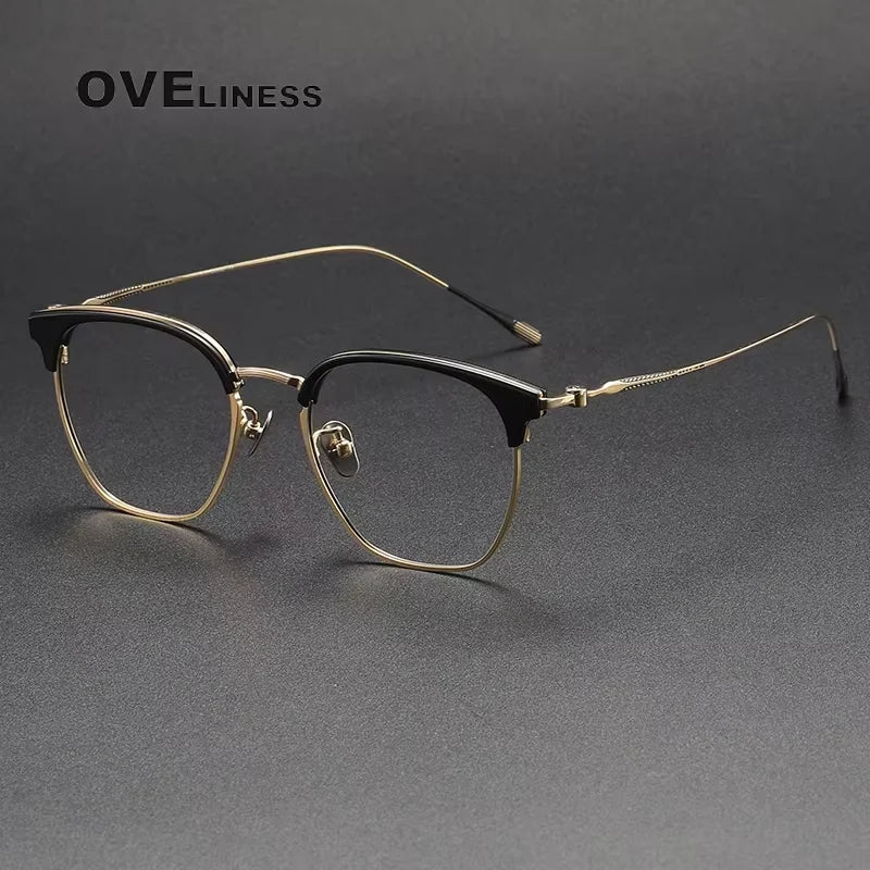 Oveliness Women's Full Rim Square Acetate Titanium Eyeglasses 80898