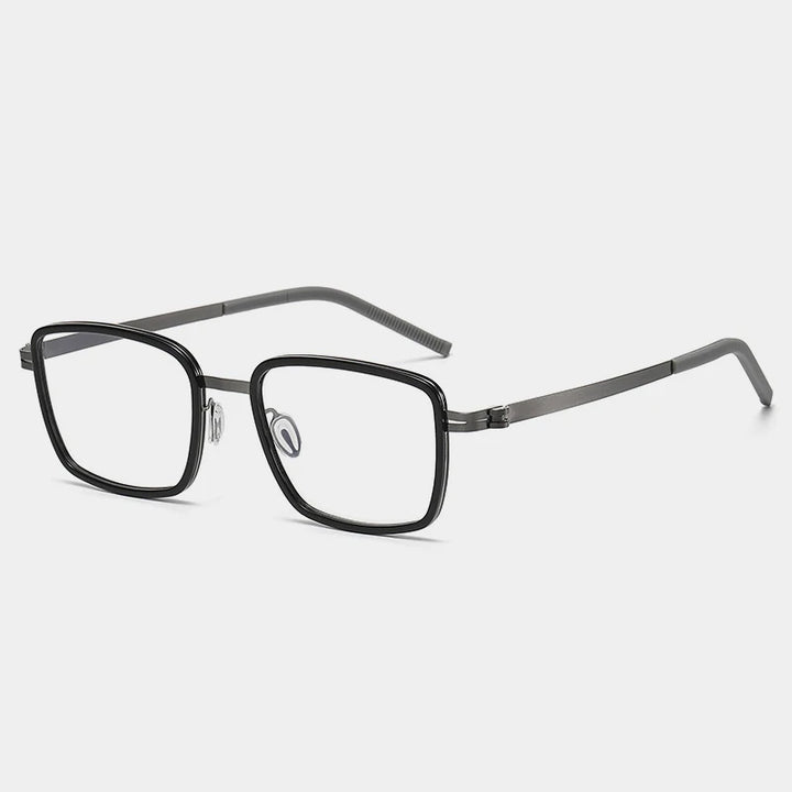 Gatenac Mens Full Rim Square Acetate Eyeglasses Gxyj-1186 Full Rim Gatenac Black Gun