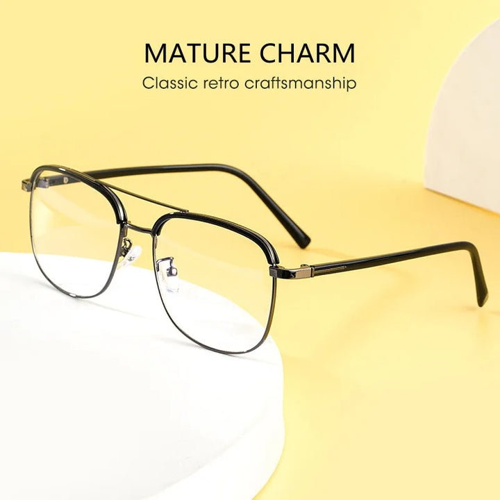 Kocolior Unisex Full Rim Square Double Bridge Alloy Reading Glasses 18032 Reading Glasses Kocolior