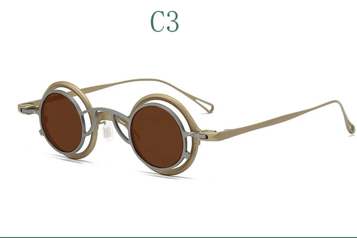 Yujo Unisex Full Rim Round Titanium Eyeglasses Clip On Polarized Sunglasses Y4238 With Clip Ons Yujo C3 CHINA