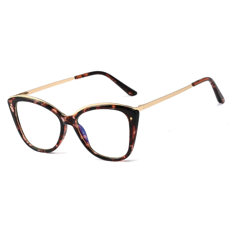 Handoer Women's Full Rim Square Cat Eye Tr 90 Alloy Eyeglasses 95786