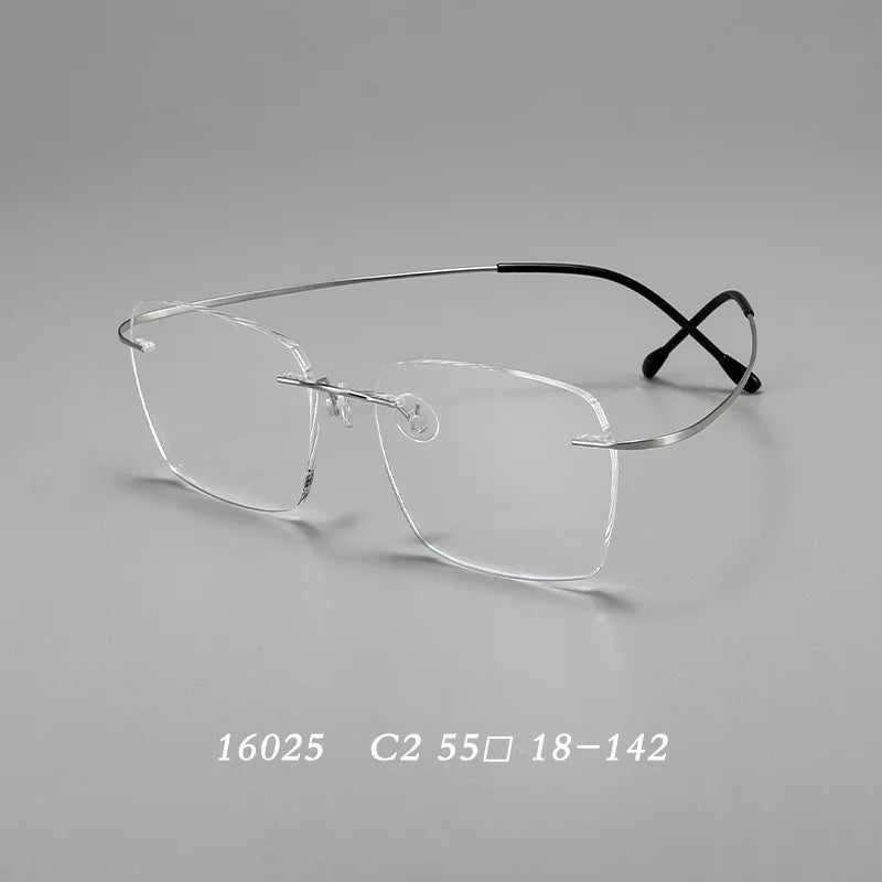Hdcrafter Unisex Rimless Square Screwless Titanium Eyeglasses 16025