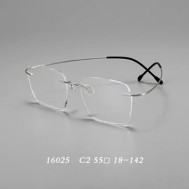 Hdcrafter Unisex Rimless Square Screwless Titanium Eyeglasses 16025