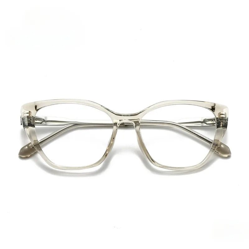 Hewei Women's Full Rim Square Cat Eye Acetate Titanium Eyeglasses 41049