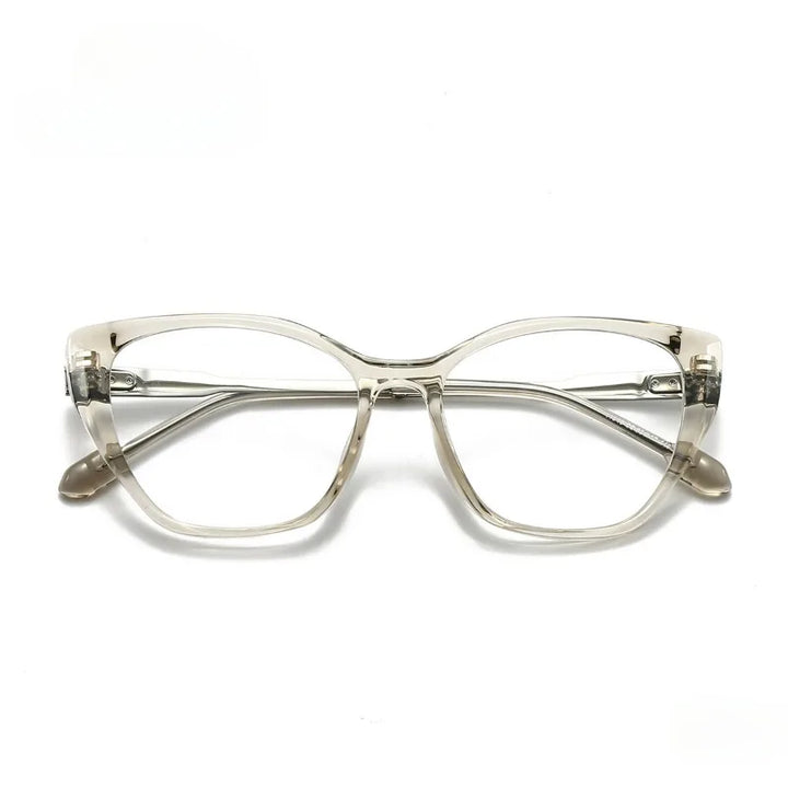 Hewei Women's Full Rim Square Cat Eye Acetate Titanium Eyeglasses 41049