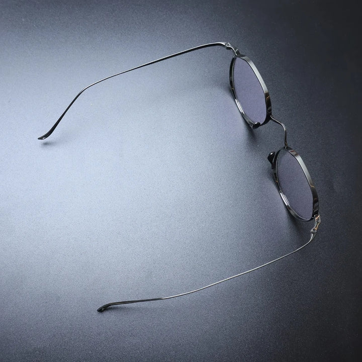 Gatenac Unisex Full Rim Small Flat Top Round Titanium Eyeglasses Gxyj1449 Full Rim Gatenac