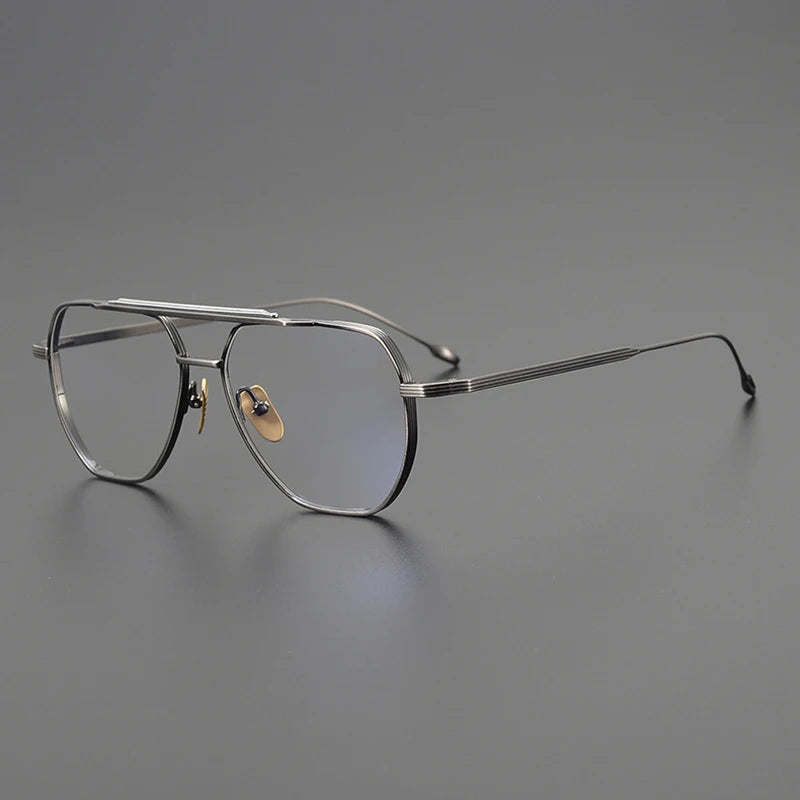 Black Mask Unisex Full Rim Oval Double Bridge Titanium Eyeglasses Jr39 Full Rim Black Mask