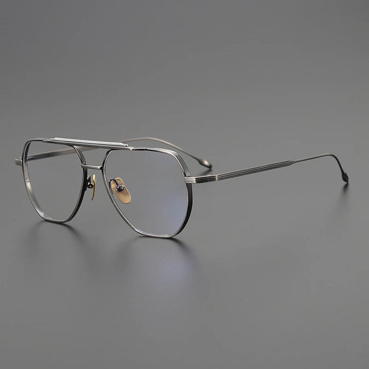 Black Mask Unisex Full Rim Oval Double Bridge Titanium Eyeglasses Jr39 Full Rim Black Mask