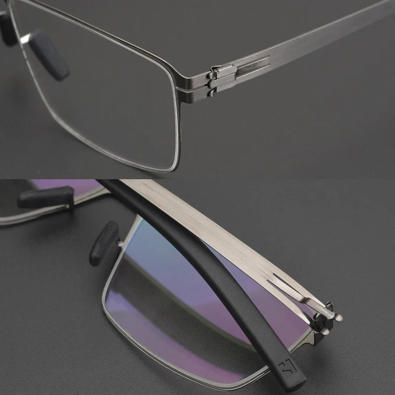Black Mask Unisex Full Rim Rectangle Screwless Steel Eyeglasses 4795 Full Rim Black Mask