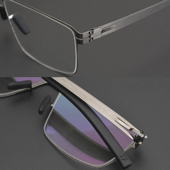 Black Mask Unisex Full Rim Rectangle Screwless Steel Eyeglasses 4795 Full Rim Black Mask