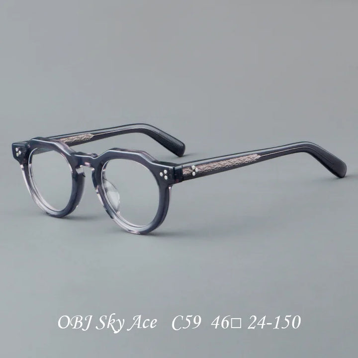 Hewei Unisex Full Rim Flat Top Oval Thick Acetate Eyeglasses 32248