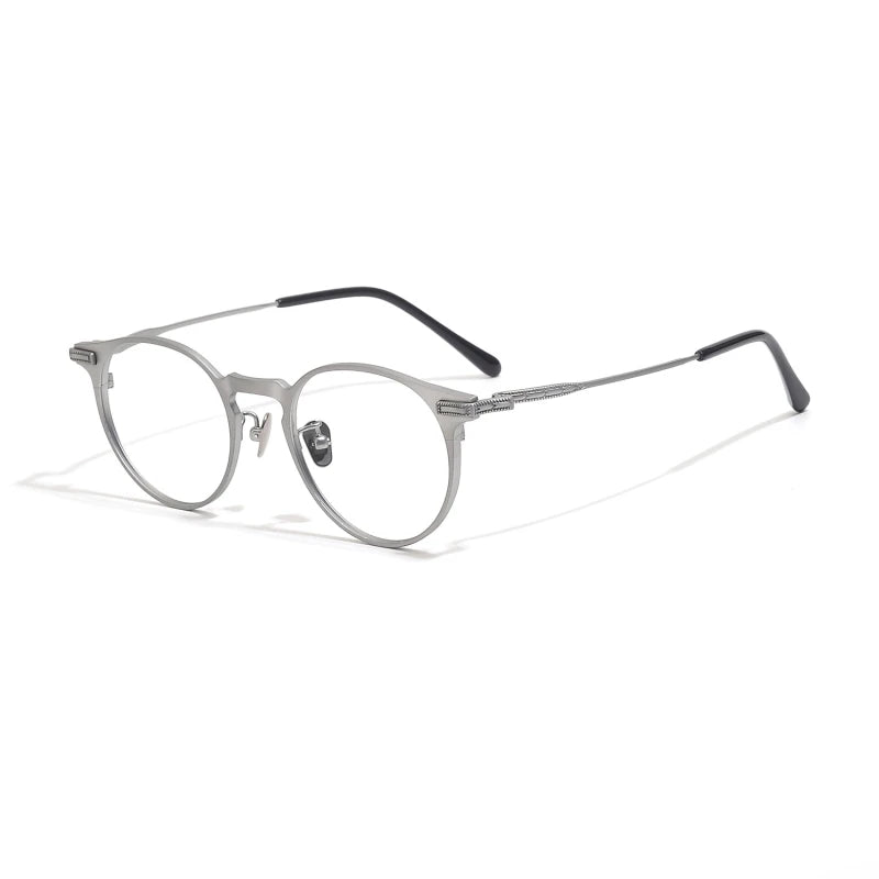 Black Mask Women's Full Rim Oval Round Titanium Eyeglasses 99016 Full Rim Black Mask Silver