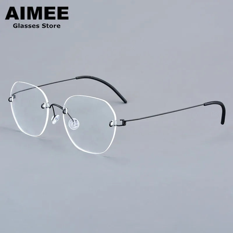 Aimee Women's Rimless Polygon Screwless Titanium Eyeglasses 24601