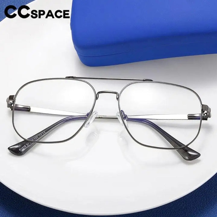 CCspace Unisex Full Rim Large Square Double Bridge Alloy Eyeglasses 57238 Full Rim CCspace