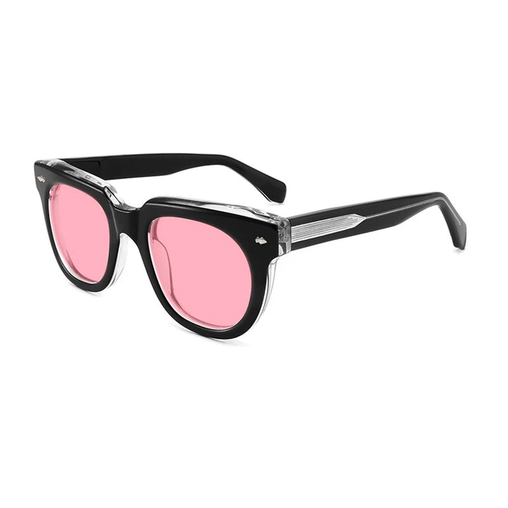 Gatenac Unisex Full Rim Square Acetate Polarized Sunglasses Mo17 Sunglasses Gatenac Black T Pink