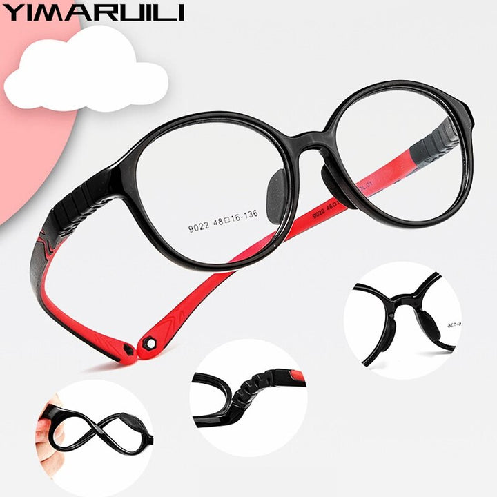 Yimaruili Unisex Children's Full Rim Round Tr 90 Silicone Eyeglasses 9022et Full Rim Yimaruili Eyeglasses   