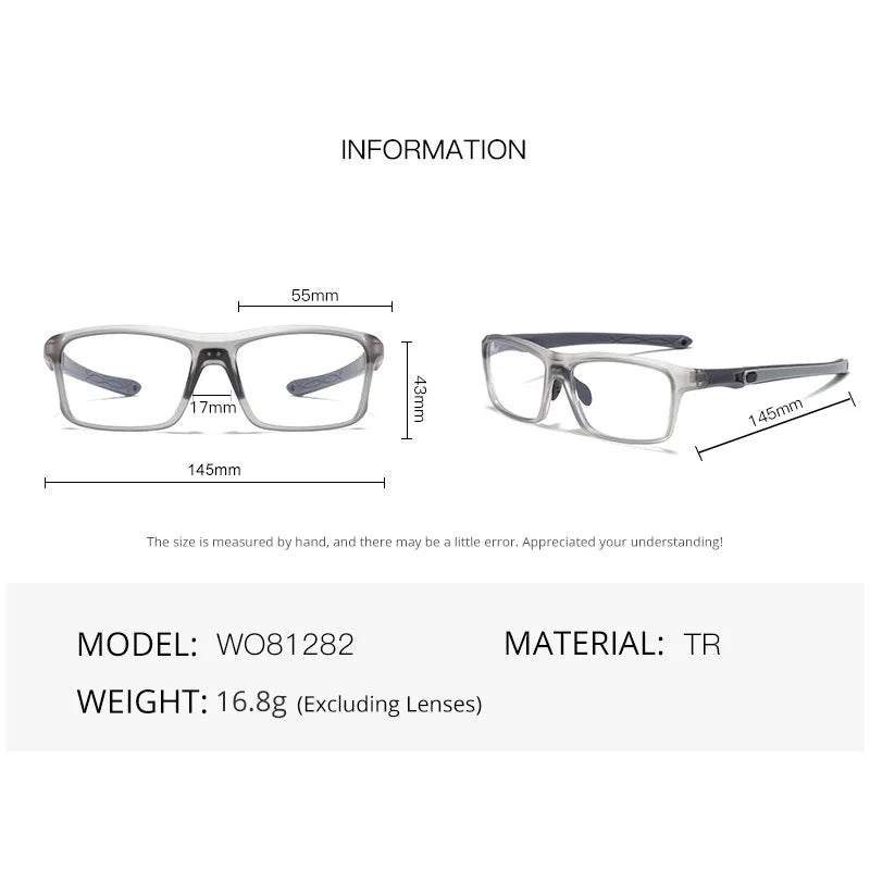 Hdcrafter Unisex Full Rim Square Tr 90 Titanium Sport Eyeglasses 81282