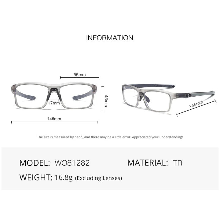 Hdcrafter Unisex Full Rim Square Tr 90 Titanium Sport Eyeglasses 81282