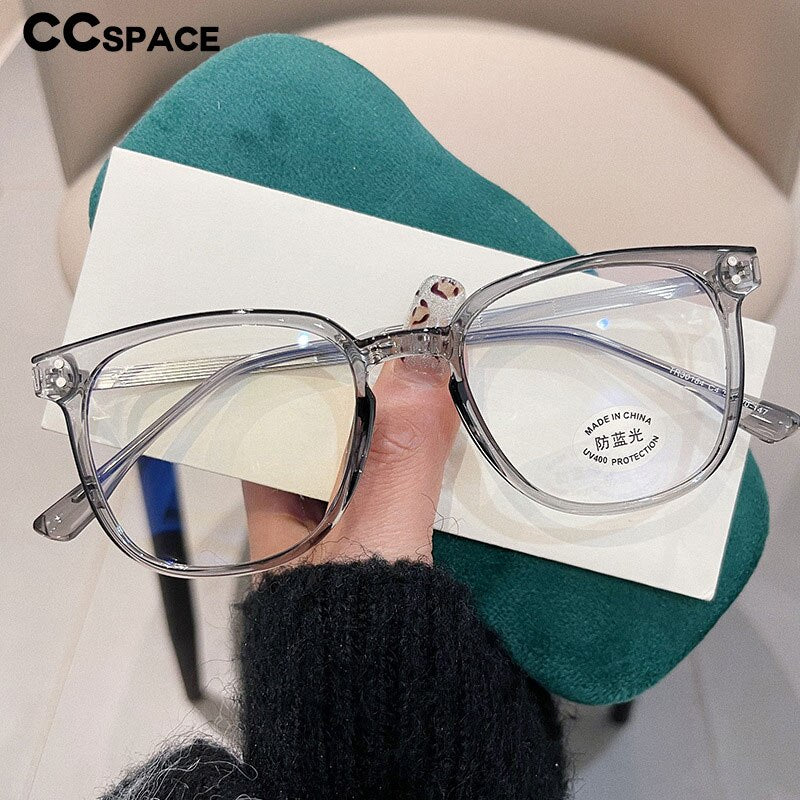 CCspace Unisex Full Rim Round Square Tr 90 Titanium Eyeglasses 55887 Full Rim CCspace