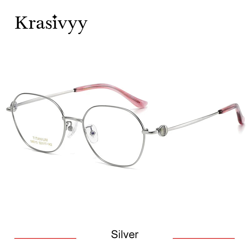 Krasivyy Women's Full Rim Flat Top Polygon Titanium Eyeglasses 66010