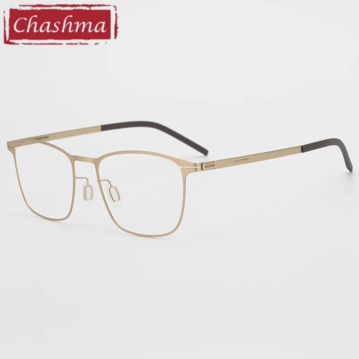 Chashma Ottica Unisex Full Rim Square Titanium Eyeglasses 401 Full Rim Chashma Ottica Gold  
