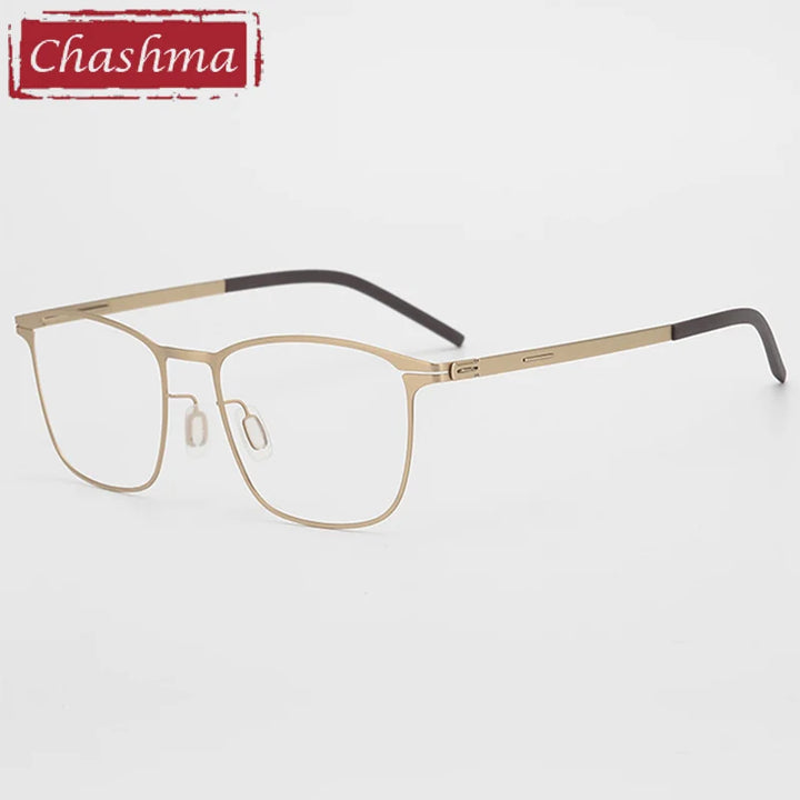 Chashma Ottica Unisex Full Rim Square Titanium Eyeglasses 401 Full Rim Chashma Ottica Gold