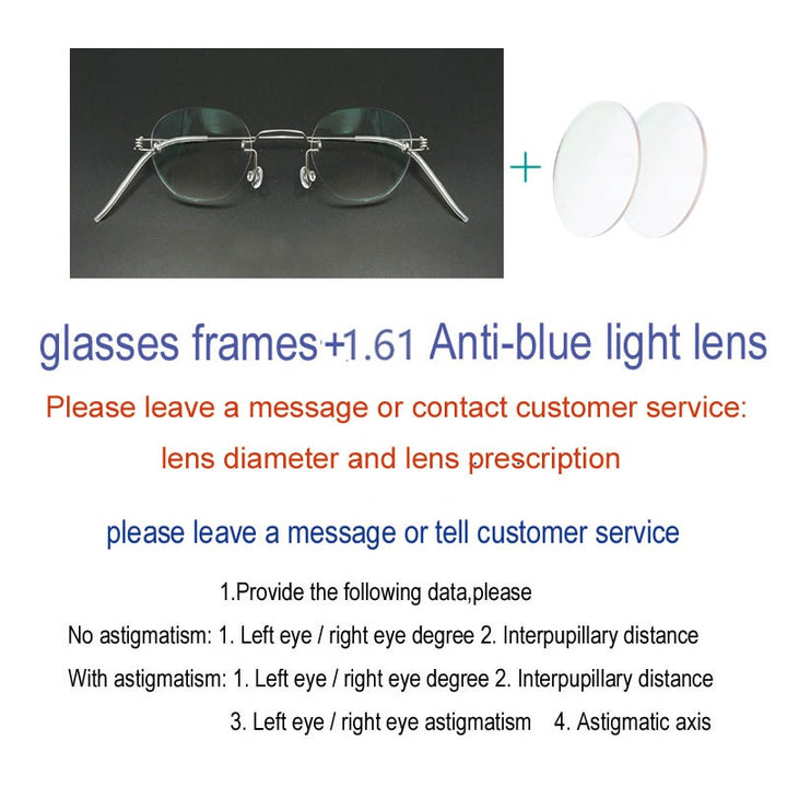 Yujo Unisex Rimless Polygon Stainless Steel Eyeglasses Y081 Rimless Yujo C2 China