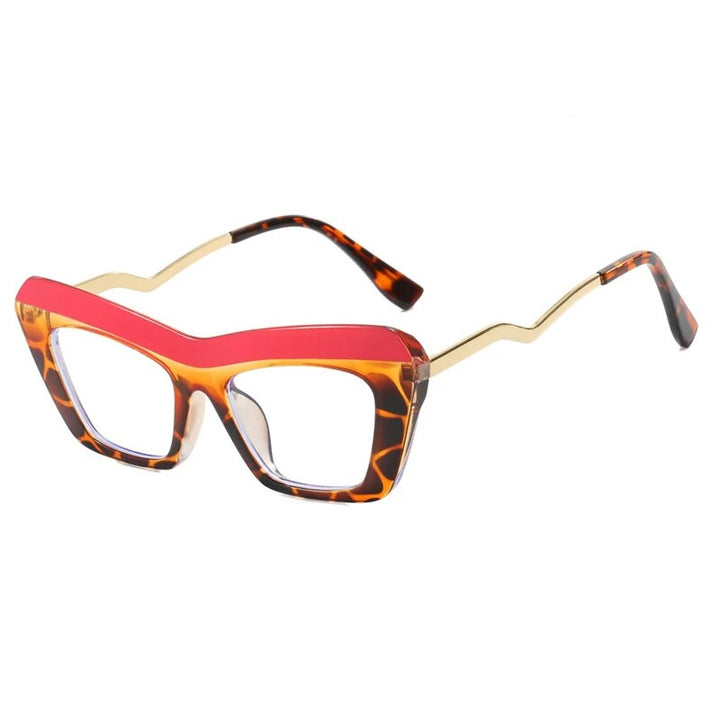 CCspace Unisex Full Rim Square Cat Eye Tr 90 Titanium Eyeglasses 57011 Full Rim CCspace C3RedBean
