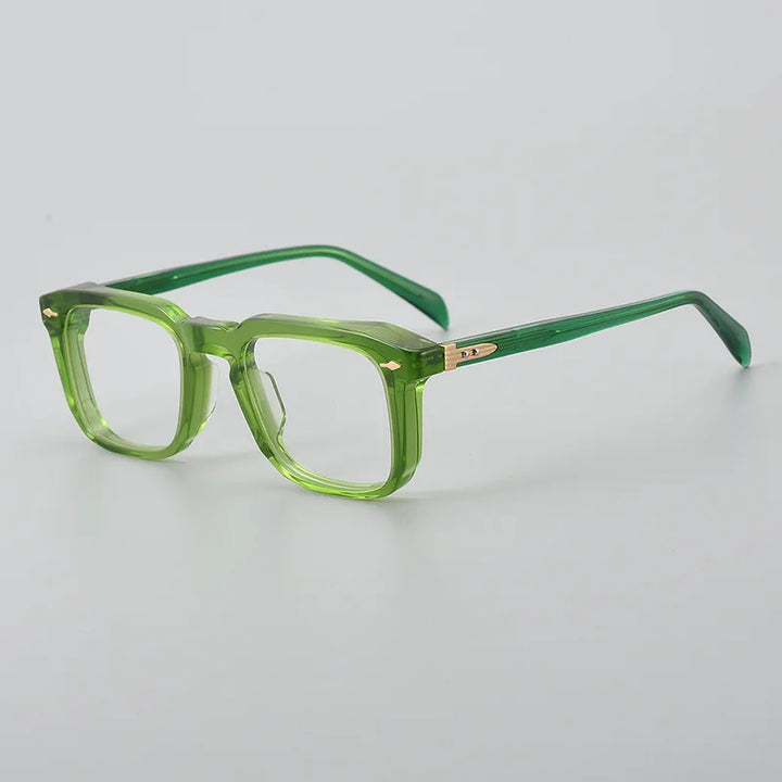 Black Mask Unisex Full Rim Square Acetate Eyeglasses D002 Full Rim Black Mask Green
