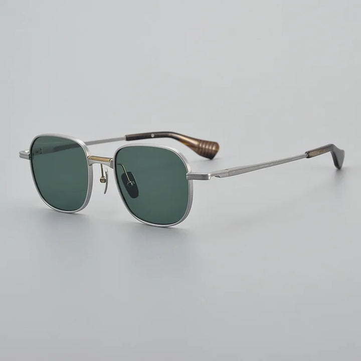 Black Mask Unisex Full Rim Square Titanium Polarized Sunglasses 151dt Sunglasses Black Mask Silver-Green As Shown