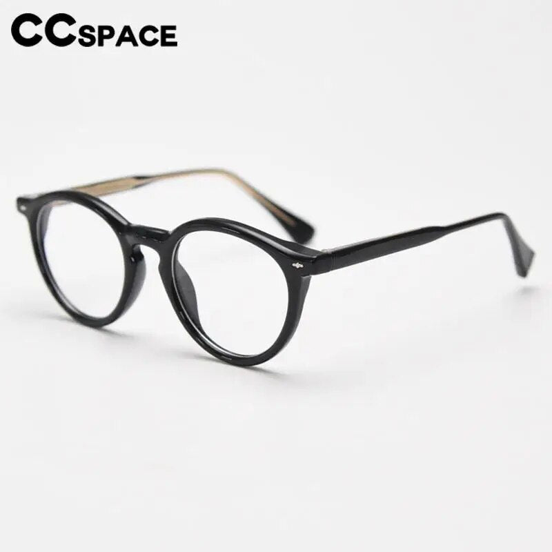 CCspace Unisex Full Rim Round Tr 90 Titanium Eyeglasses 57022 Full Rim CCspace