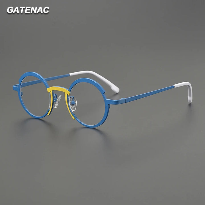 Gatenac Unisex Full Rim Round Titanium Eyeglasses Gxyj5775