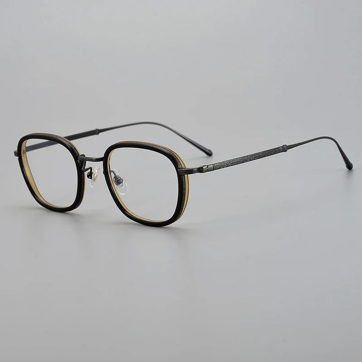Black Mask Unisex Full Rim Square Acetate Titanium Eyeglasses 195910