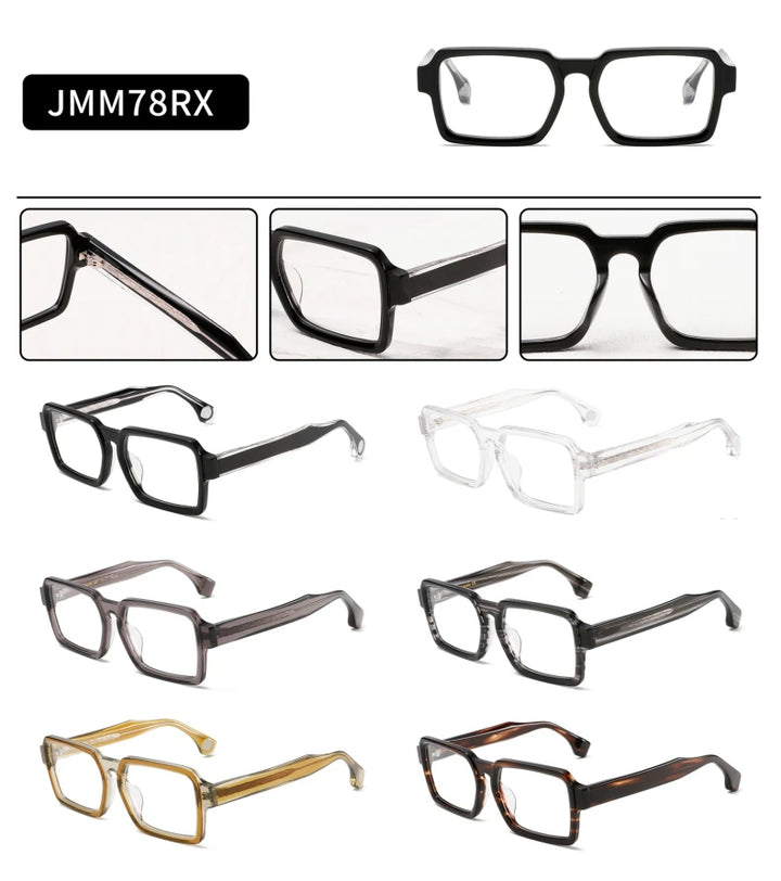 Black Mask Unisex Full Rim Square Thick Acetate Eyeglasses 21378 Full Rim Black Mask
