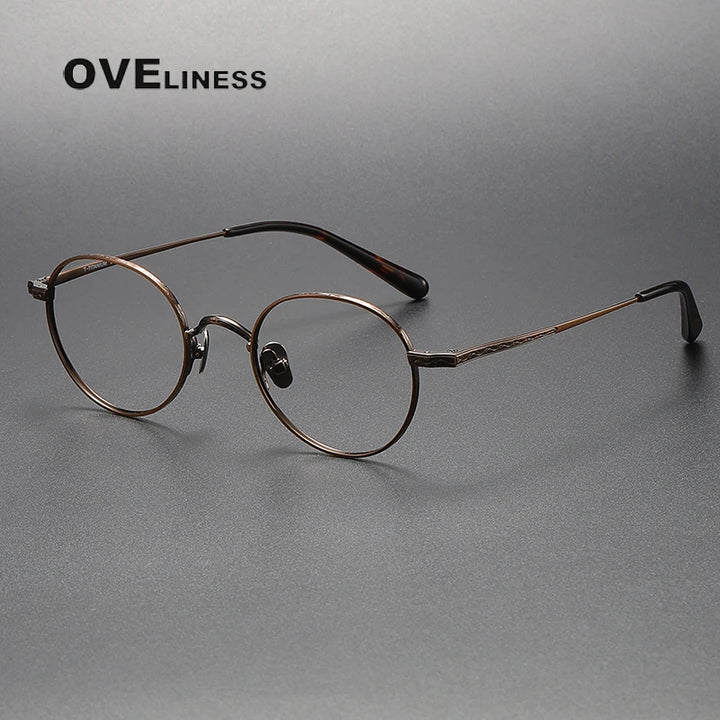 Oveliness Unisex Full RIm Round Titanium Eyeglasses 01tr Full Rim Oveliness bronze