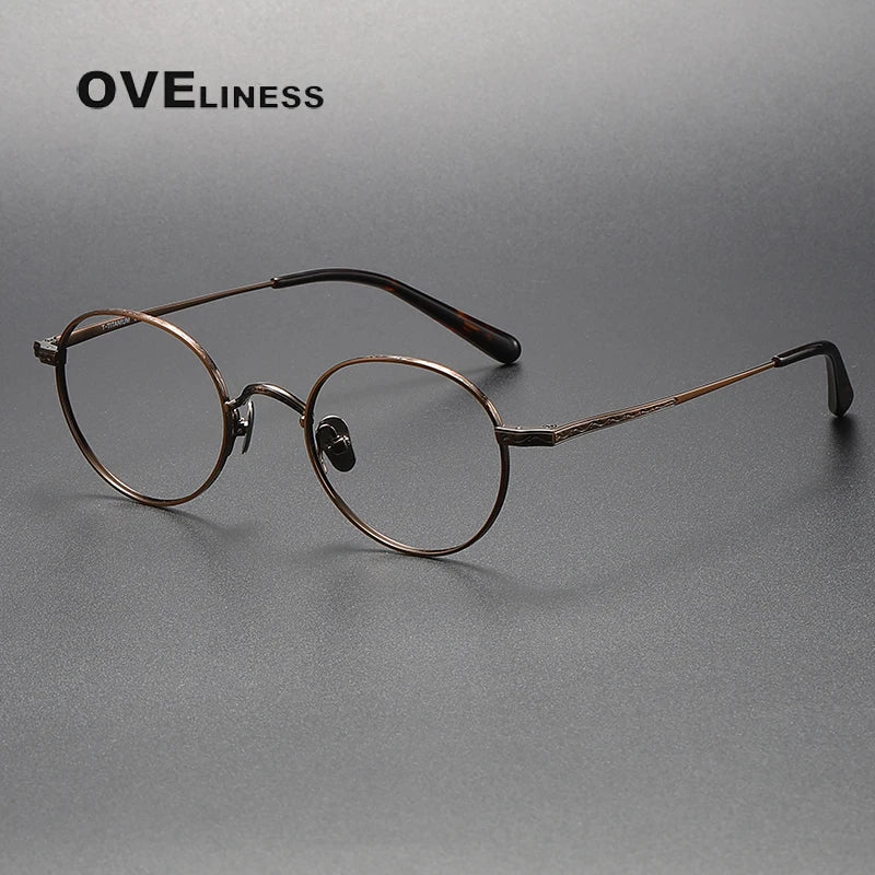 Oveliness Unisex Full RIm Round Titanium Eyeglasses 01tr Full Rim Oveliness bronze  