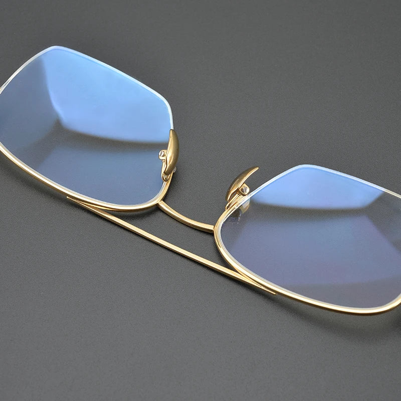 Aimee Unisex Semi Rim Square Double Bridge Titanium Eyeglasses 7001 Semi Rim Aimee