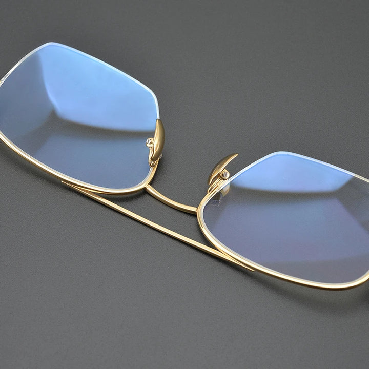 Aimee Unisex Semi Rim Square Double Bridge Titanium Eyeglasses 7001 Semi Rim Aimee