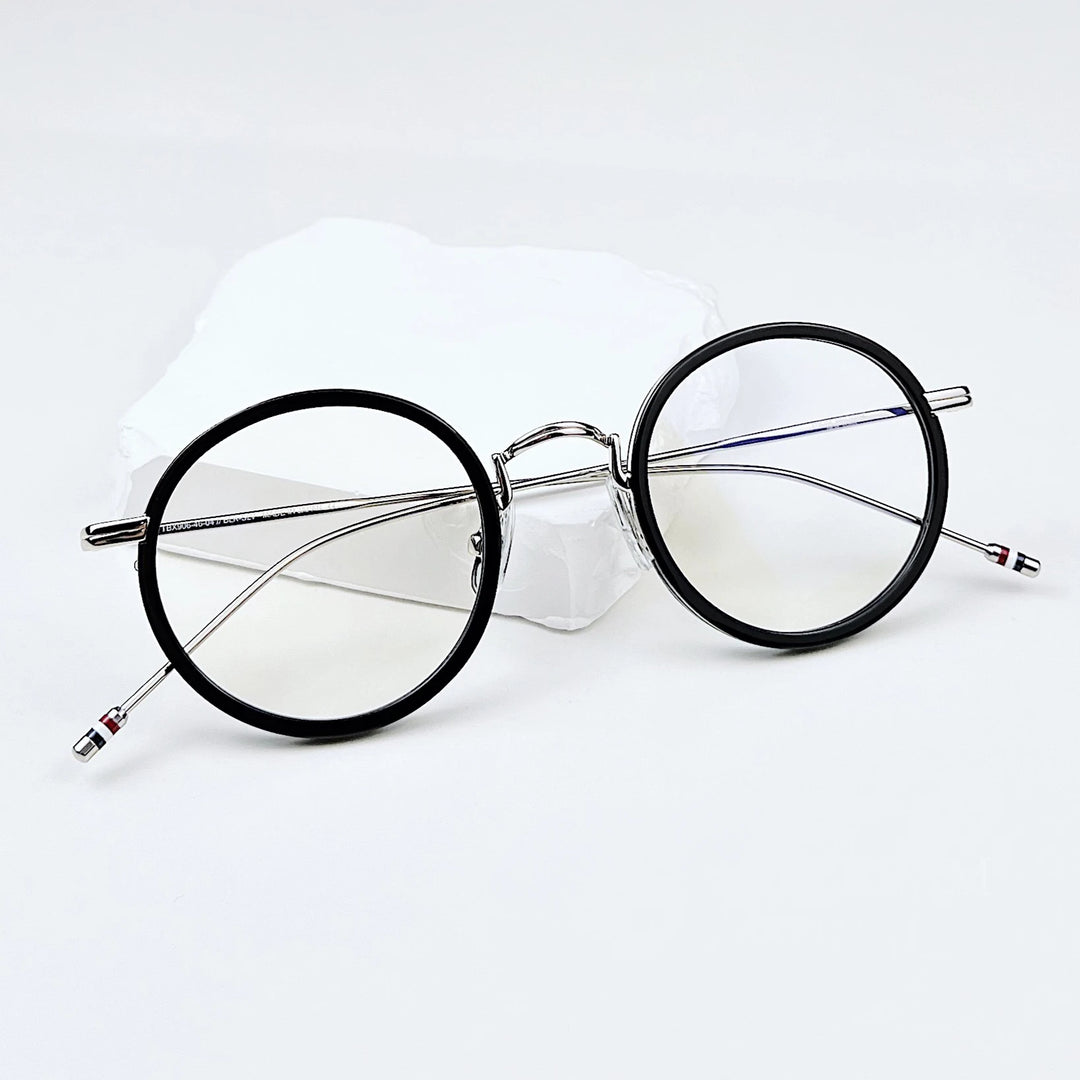 Black Mask Unisex Full Rim Acetate Alloy Round Eyeglasses X906 Full Rim Black Mask