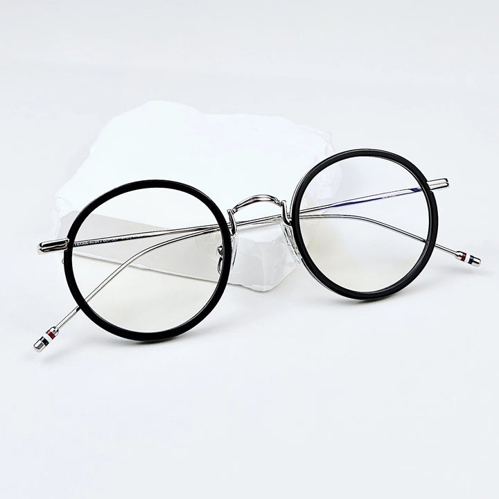Black Mask Unisex Full Rim Acetate Alloy Round Eyeglasses X906 Full Rim Black Mask