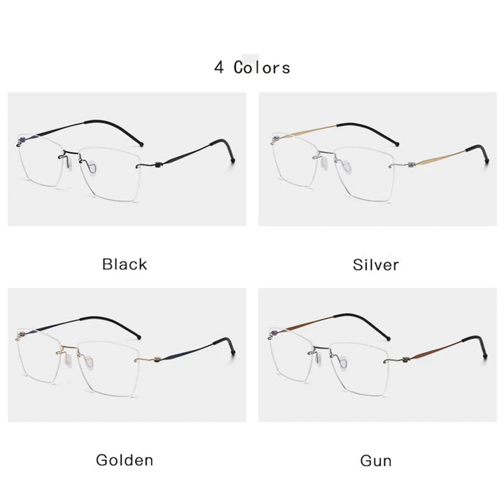 Hdcrafter Unisex Rimless Polygon Square Titanium Eyeglasses 5938 Rimless Hdcrafter Eyeglasses
