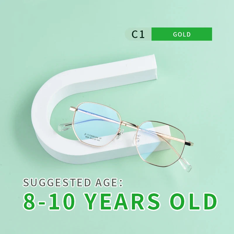 Secg Unisex Youth's Full Rim Polygon Titanium Eyeglasses 0238 Full Rim Secg C1 GOLD