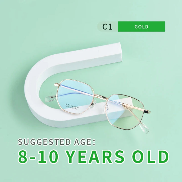 Secg Unisex Youth's Full Rim Polygon Titanium Eyeglasses 0238 Full Rim Secg C1 GOLD