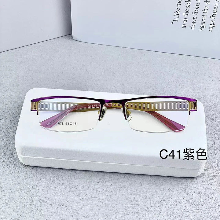 Cubojue Unisex Semi Rim Rectangle Alloy Reading Glasses C678 Reading Glasses Cubojue +150 PURPLE