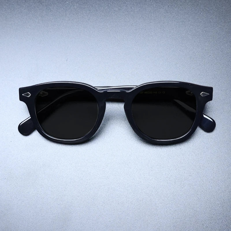 Gatenac Unisex Full Rim Square Polarized Acetate Sunglasses Mo14 Sunglasses Gatenac Black Gray