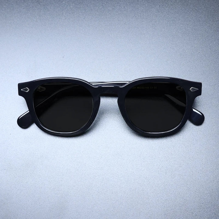 Gatenac Unisex Full Rim Square Polarized Acetate Sunglasses Mo14 Sunglasses Gatenac Black Gray