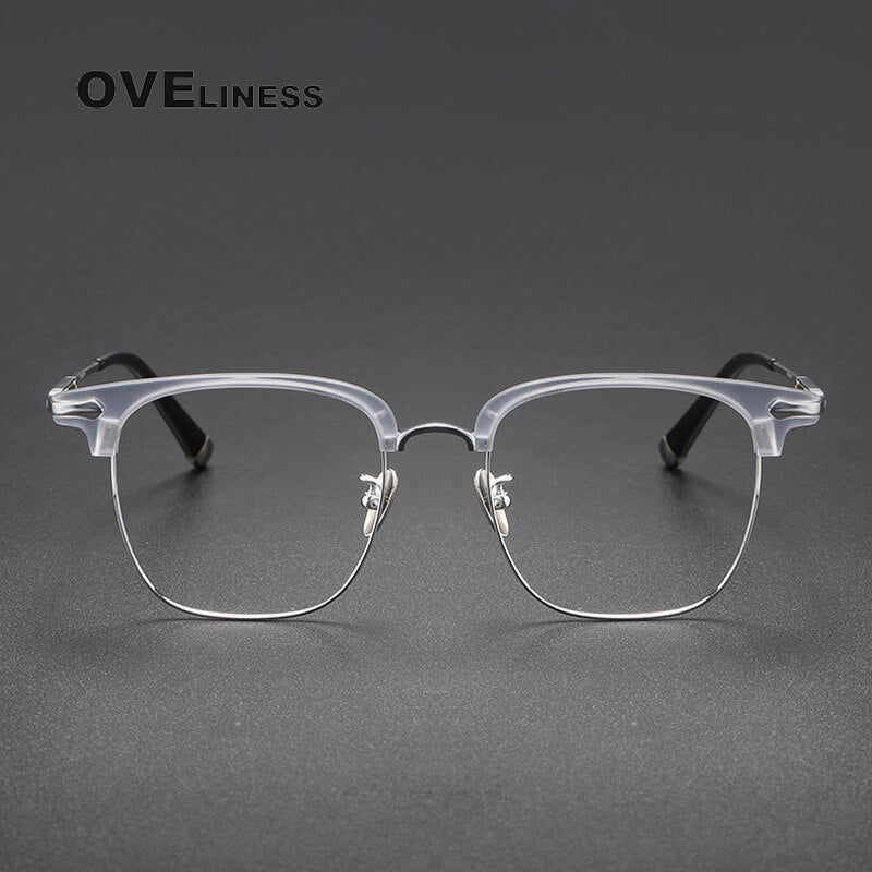 Oveliness Unisex Full Rim Square Acetate Titanium Eyeglasses 9701 Full Rim Oveliness